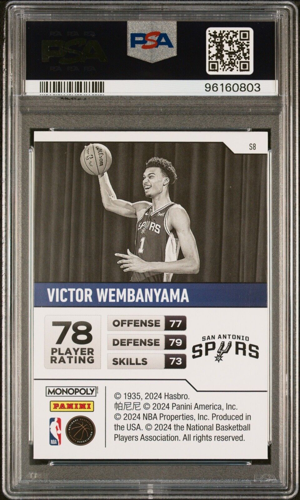 2023 Panini Prizm Monopoly Victor Wembanyama #S8 Starter Deck RC PSA 10 Gem Mint