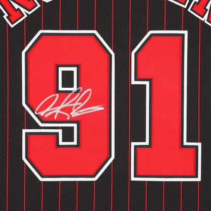 Dennis Rodman Chicago Bulls Autographed Black Pinstripe Mitchell & Ness 1996-97