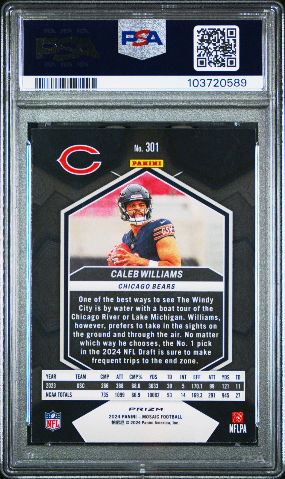 2024 Mosaic - Rookies Caleb Williams #301 Honeycomb SSP Prizm (RC) PSA 9 LOW POP