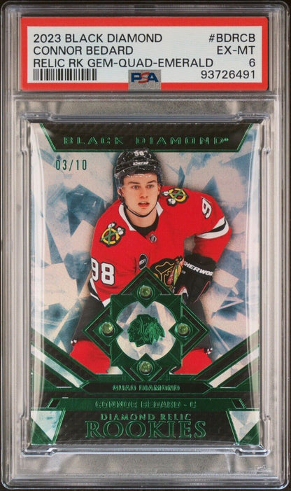 2023 UPPER DECK RARE Connor Bedard BLACK DIAMOND Rookie QUAD-EMERALD [#3/10] SSP