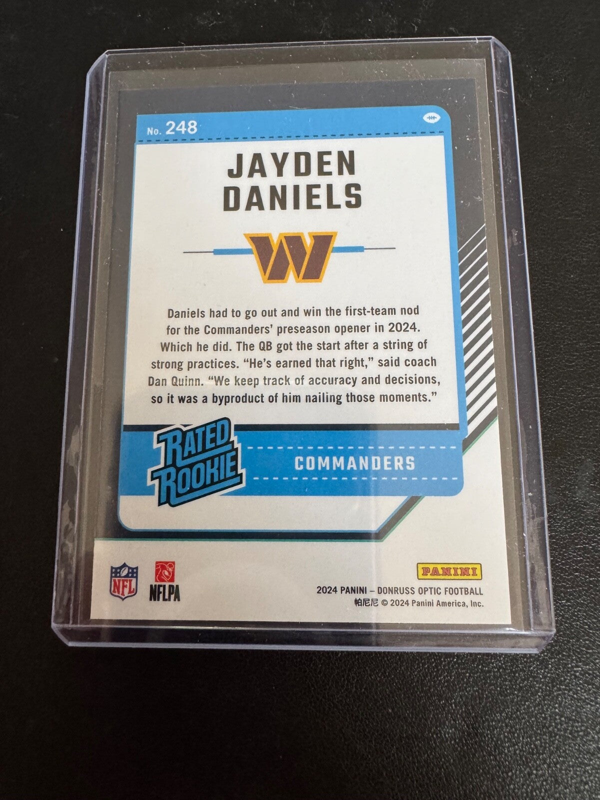 2024 Panini Donruss Optic Jayden Daniels Rated Rookie #248 Washington Commanders