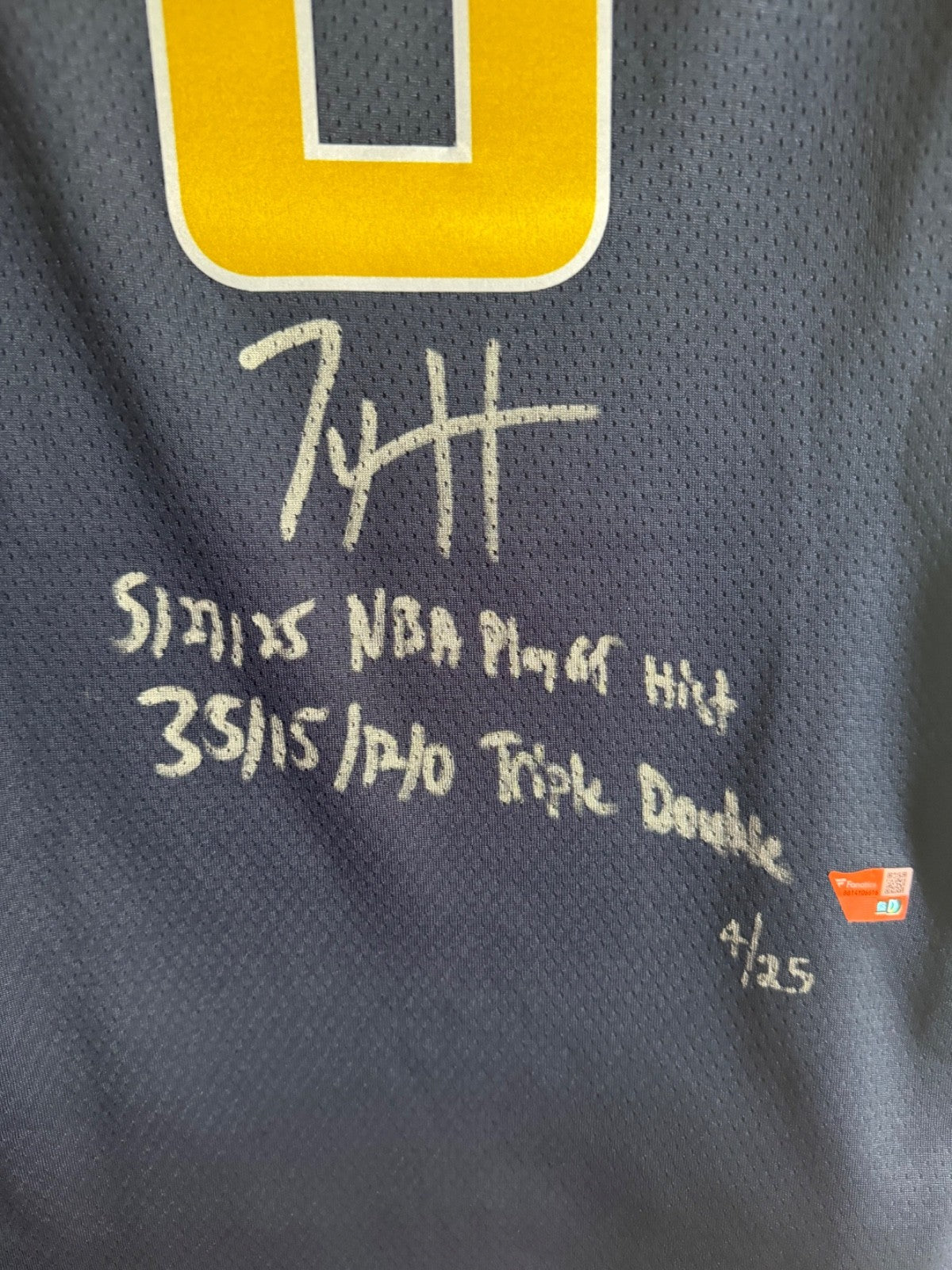 Tyrese Haliburton Signed Jersey – 5/27/25 Playoff Hist 35/15/12/0 Triple Double