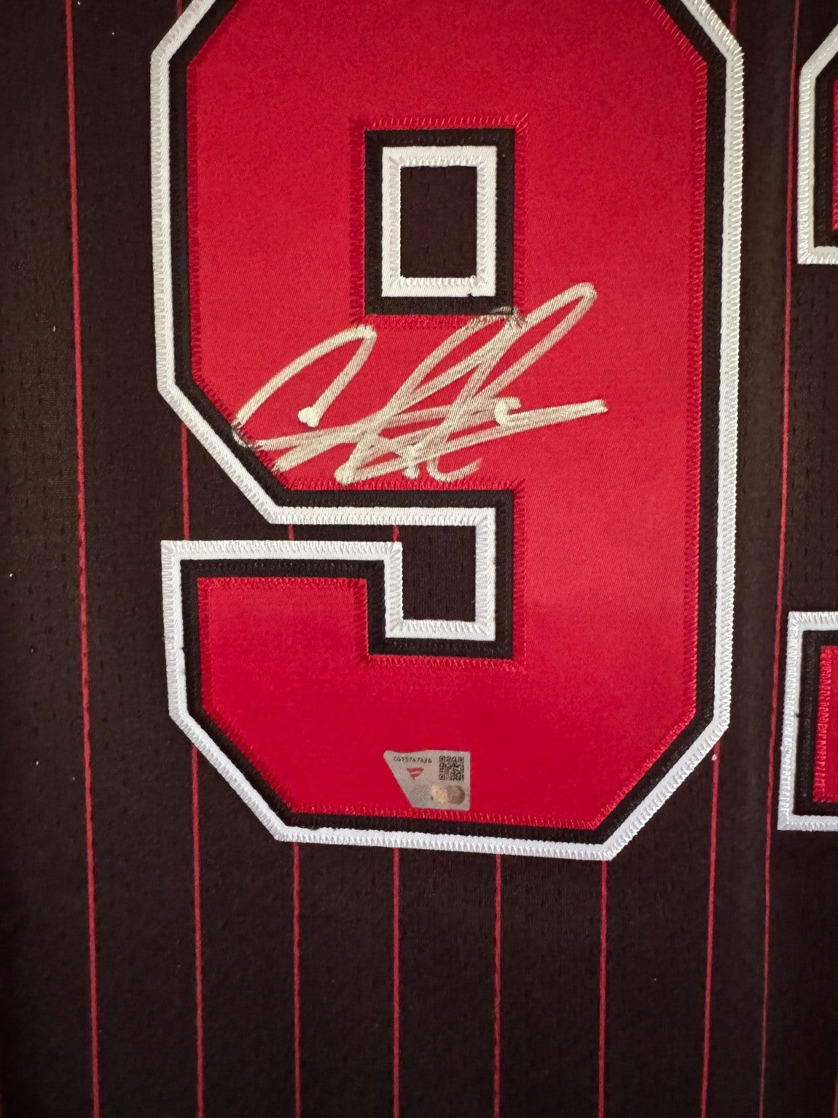 Dennis Rodman Chicago Bulls Autographed Black Pinstripe Mitchell & Ness 1996-97