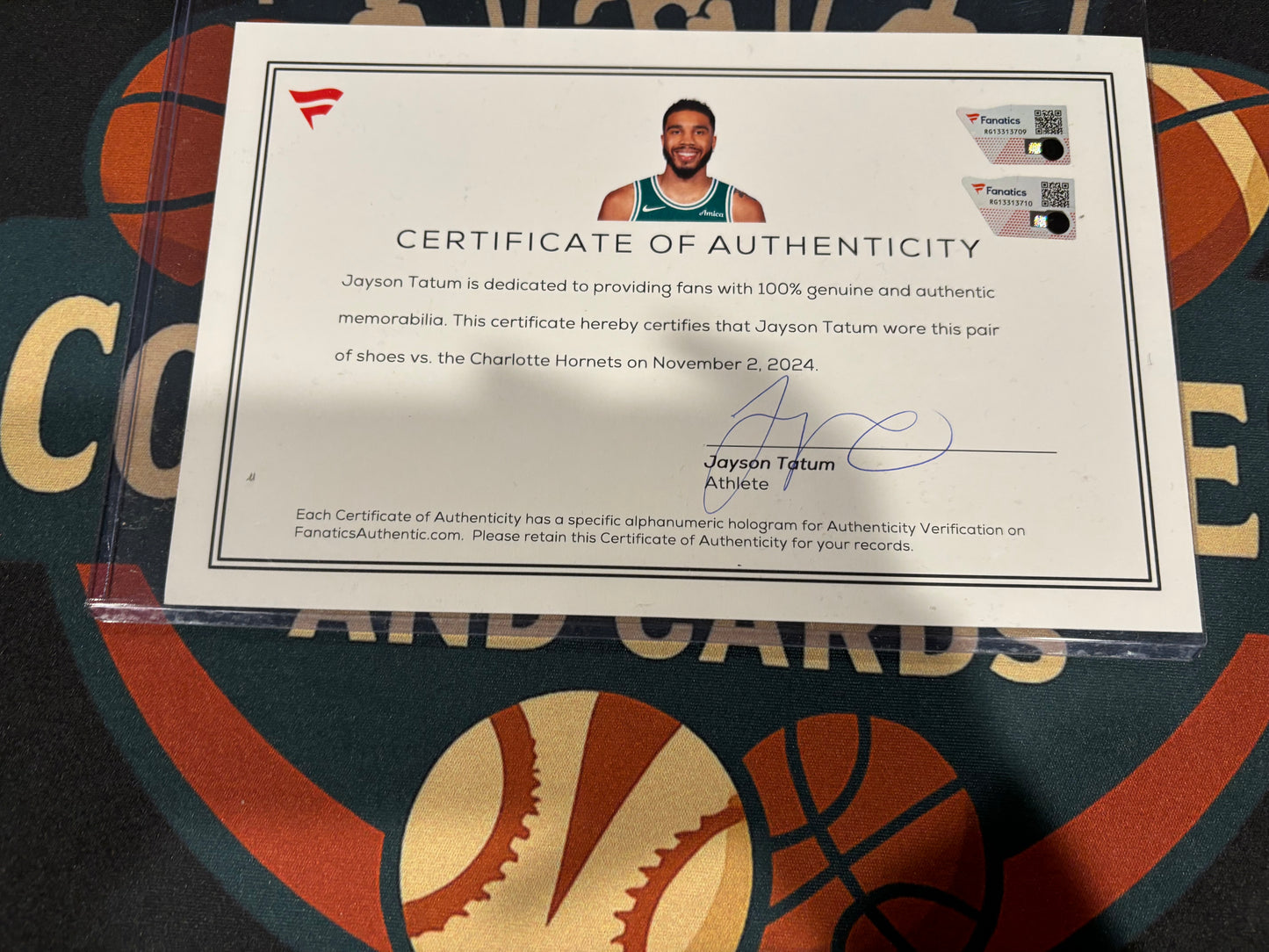 Jayson Tatum Game Worn / Dual Signed / Player Authenticated Sneakers - 11/02/2024 (29 PTS) Fanatics Authentic