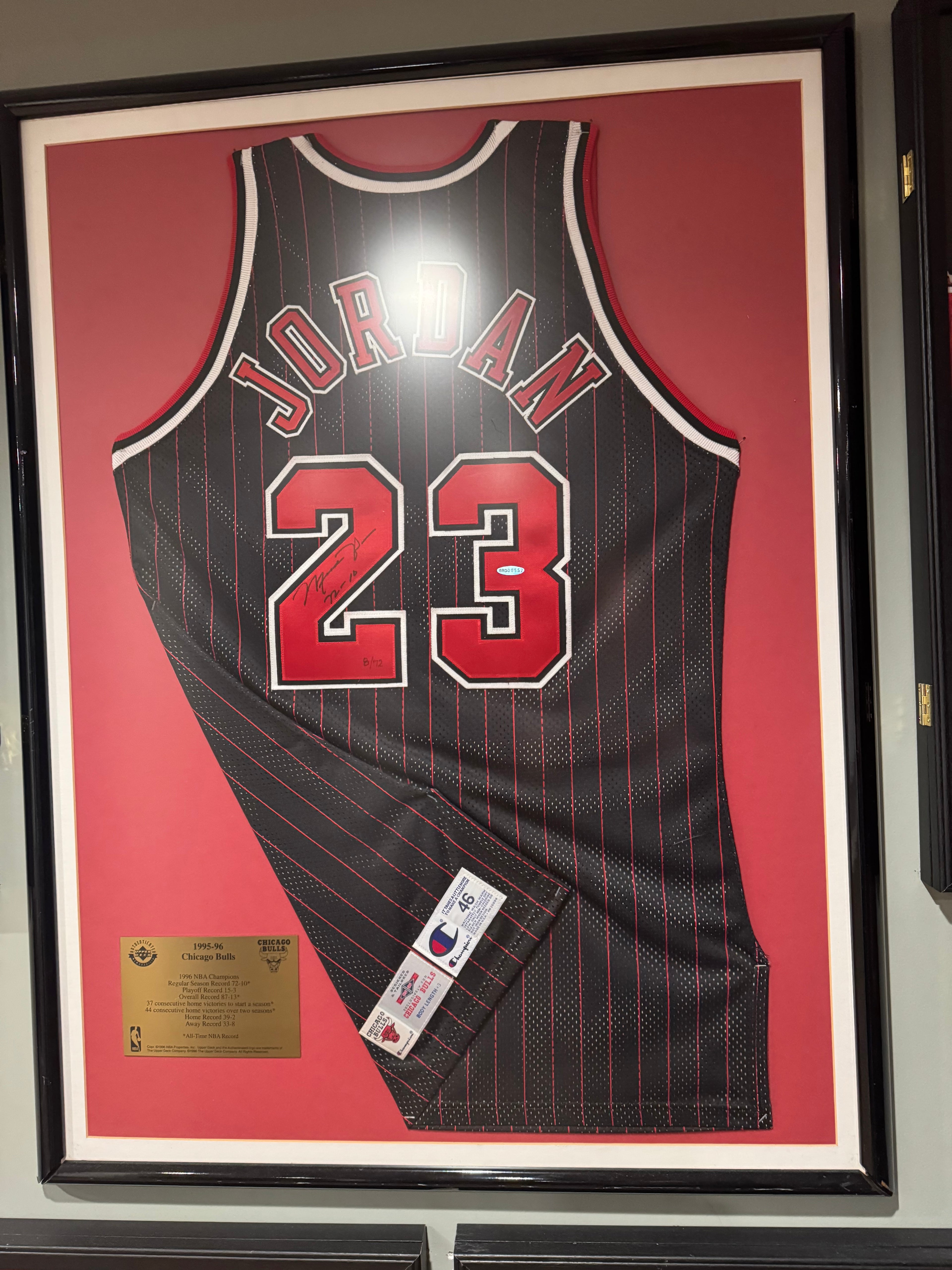 Michael Jordan Signed 72–10 Bulls Jersey – LE of 72 – UDA Original Frame + PSA Authenticated