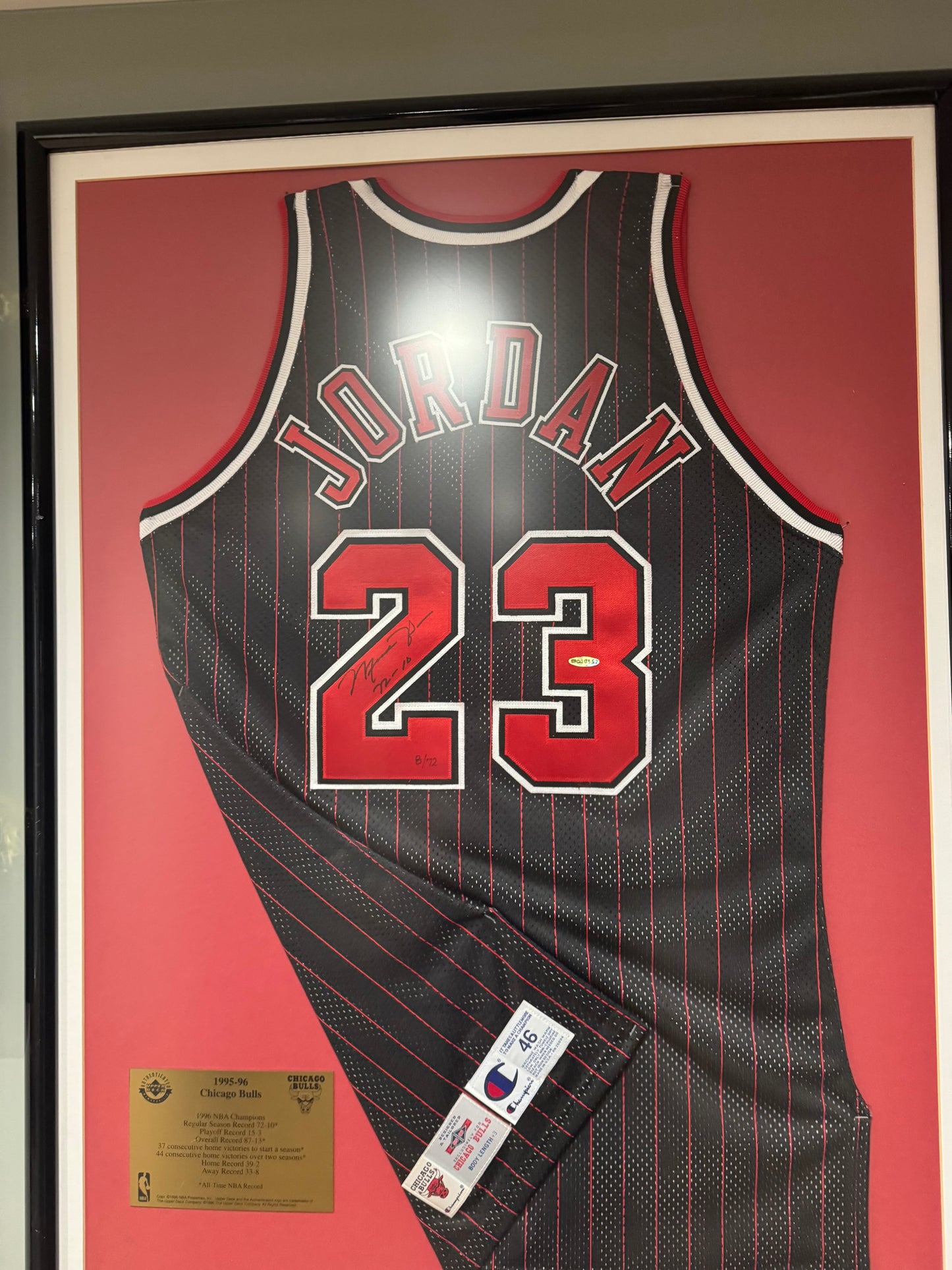 Michael Jordan Signed 72–10 Bulls Jersey – LE of 72 – UDA Original Frame + PSA Authenticated